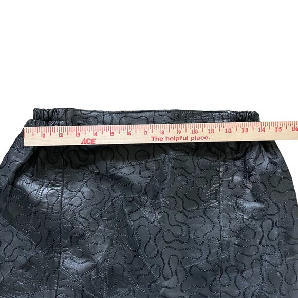 Leather Sequin Embroidered Straight Pencil Skirt Women Small Black Elegant - Picture 7 of 14